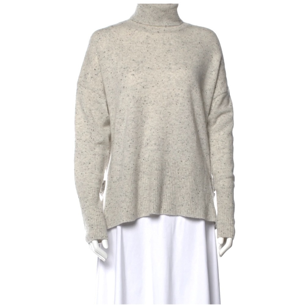 Cinq à Sept Cashmere Turtleneck Sweater Size S Speckled Light Grey